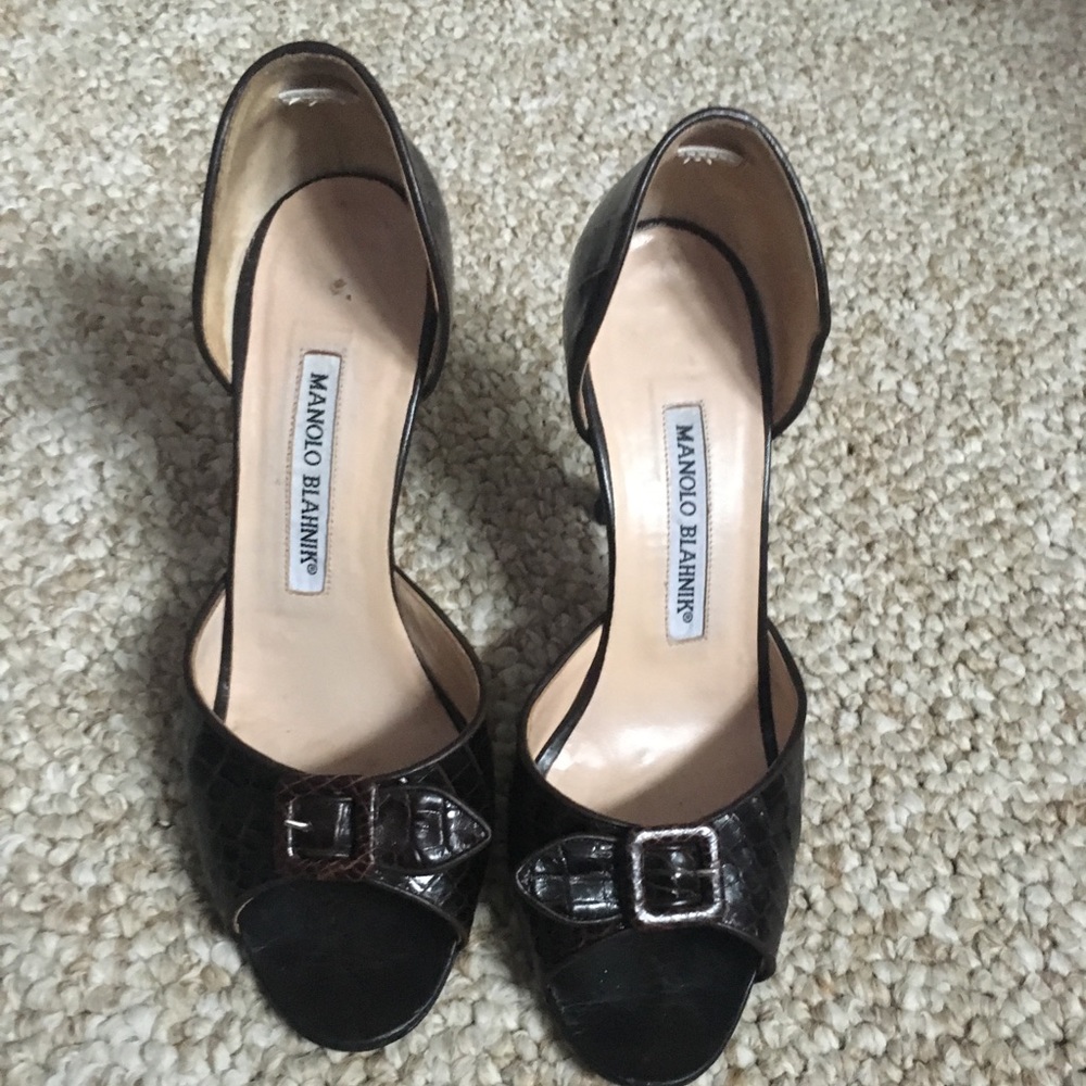 Manolo Blahnik Brown alligator D’orsay pumps (36) - Picture 5 of 8